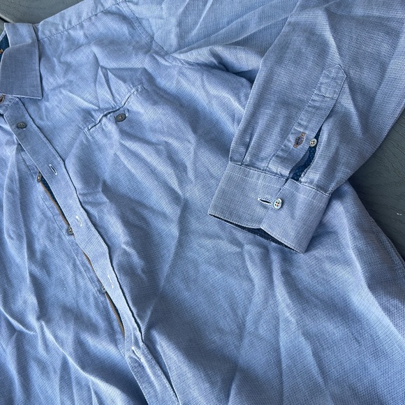 Ted Baker London Blue Pattern Printed Button Down Size 5 - Picture 4 of 8